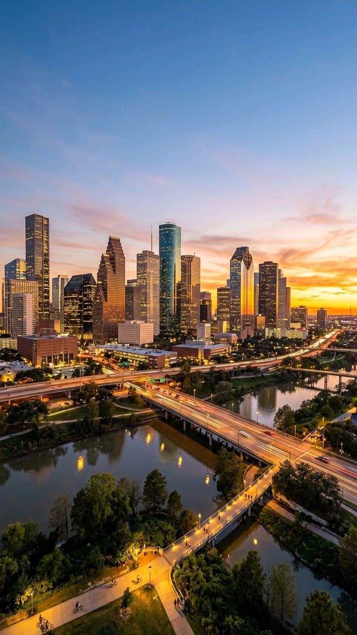 Houston skyline at dusk